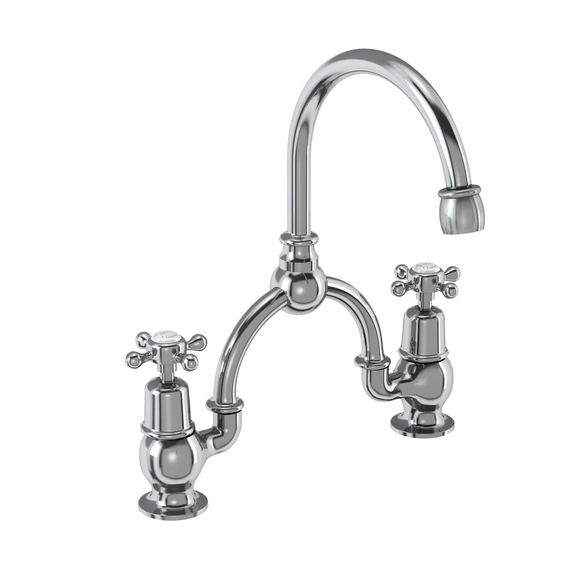 2 tap hole arch mixer with curved spout (230mm centres)